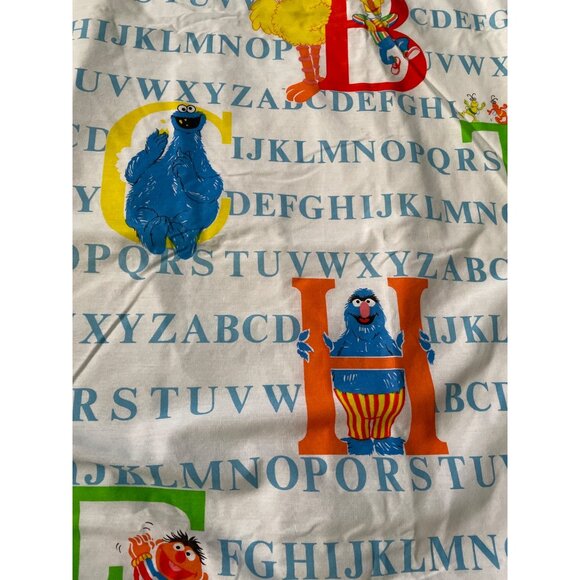 Vintage Sesame Street Alphabet Twin Flat Sheet Stevens USA Cutter Crafts Tastema - Picture 2 of 10